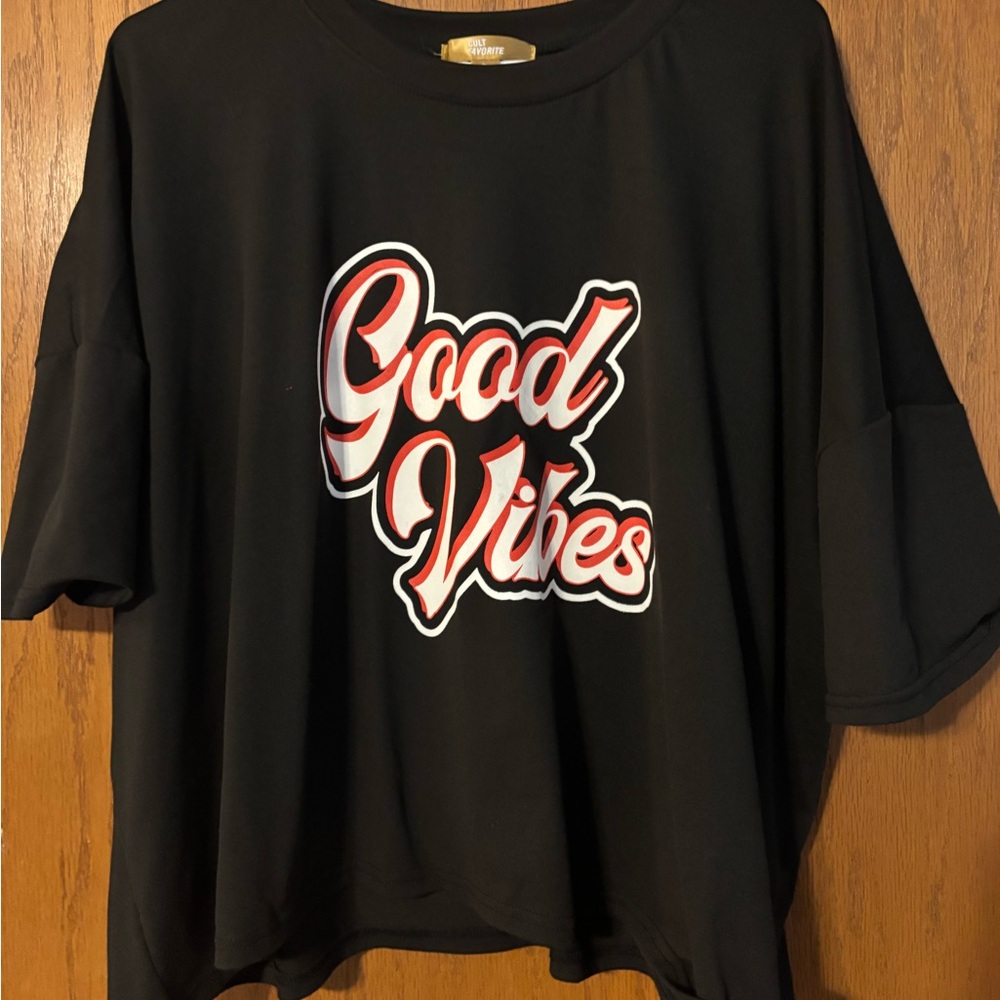 Black 'Good Vibes' Crop Top